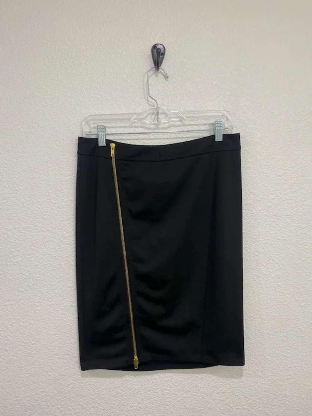 JustFab Asymmetrical Zip Midi Pencil Skirt Black S - Picture 2 of 7
